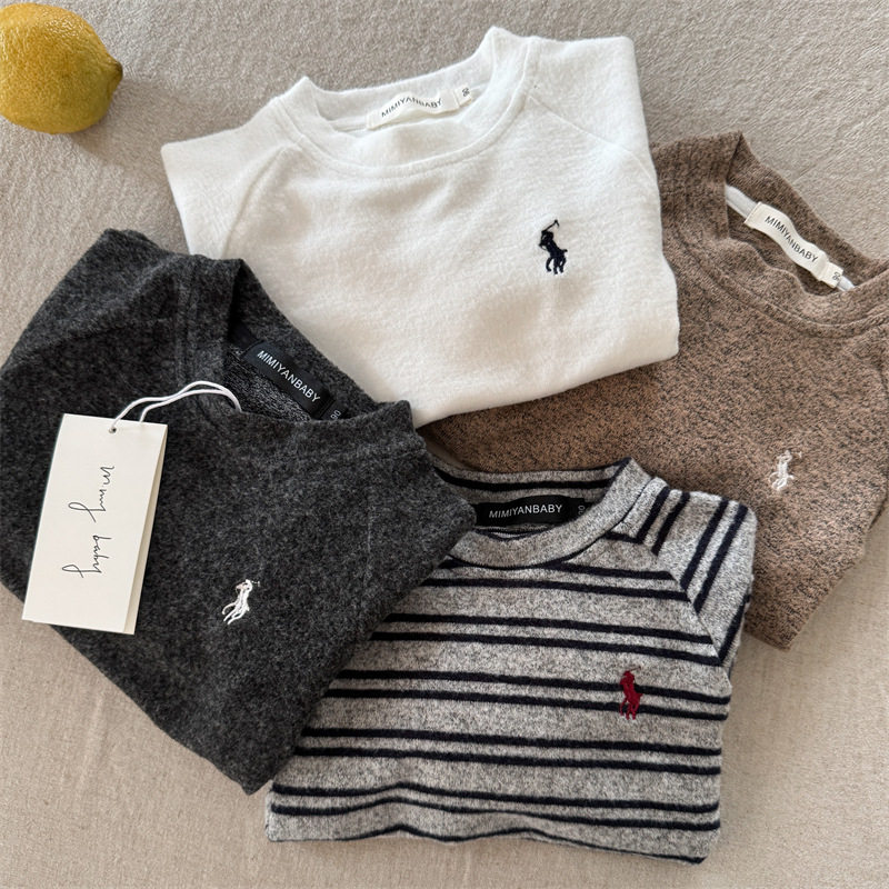 冬季宝宝打底衫收口磨毛条纹男女童长袖T恤条纹保暖童装内搭T弹力,淘宝优惠券,粉丝福利购,淘宝优惠卷