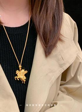 2026新款新中式金色星辰飞马项链吊坠越南沙金生肖马首饰送礼