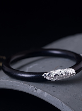 纯银古风黑檀木手环