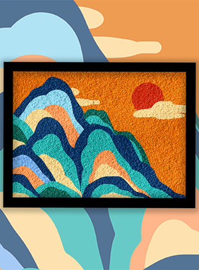 山水艺术室内装饰diy手工纸浆画