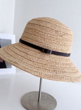 古法钩针拉菲草女夏防晒沙滩帽