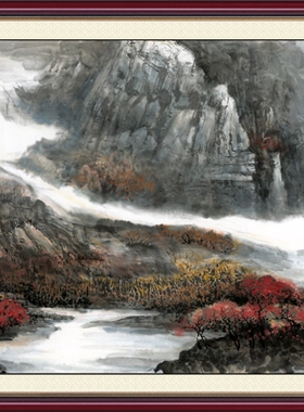 中式风靠山图招财客厅装饰画