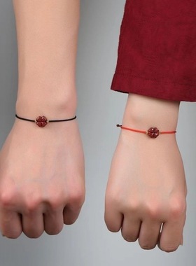 朱砂四叶草幸运编织红绳手链脚链