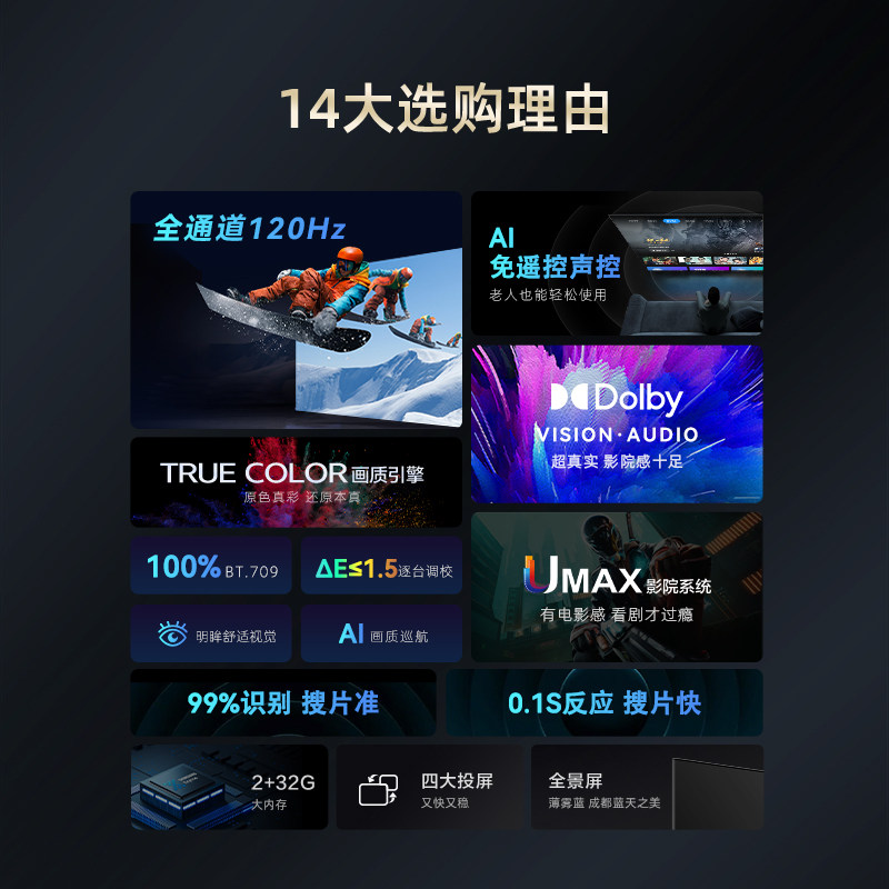 长虹新品国色d6 55英寸120hz投屏 长虹集团平板电视