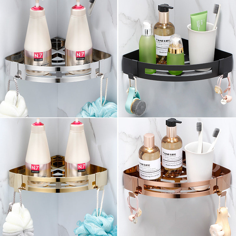 灰色免钉304不锈钢浴室三角篮四方置物架 卫生间厕所洗澡壁挂收纳,淘宝优惠券,粉丝福利购,淘宝优惠卷