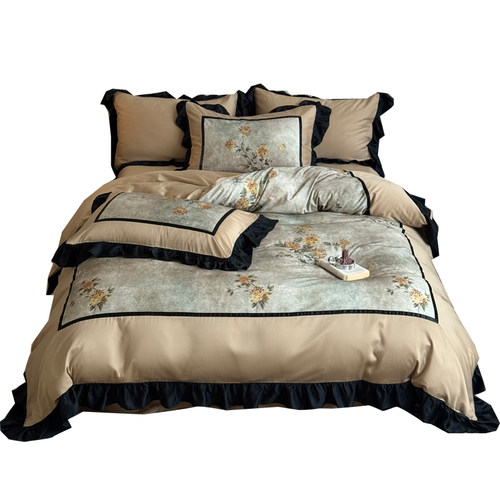 香榭曼卡︱法式复古印花天丝棉磨毛四件套高级小众花边被套床品2m - 图3