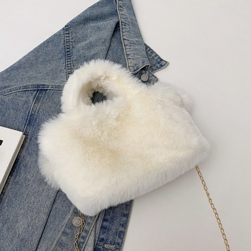 2025冬季新品毛毛斜跨小包女生休闲手提小方包时尚迷你手机包女包 - 图2