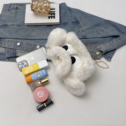 2025冬季新品毛毛斜跨小包女生休闲手提小方包时尚迷你手机包女包 - 图0