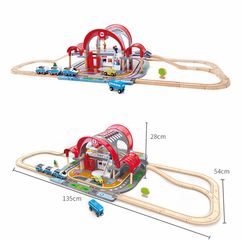 Hape豪华城市火车站木制轨道套装儿童益智男孩玩具3-5岁生日礼物 - 图0