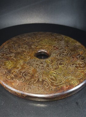 仿古岫玉螭龙卷云玉璧平安扣摆件