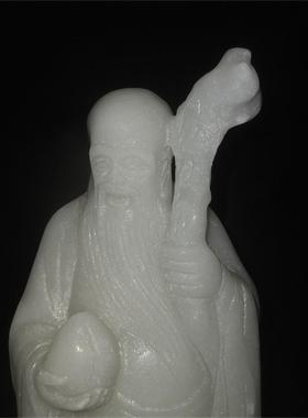 汉白玉石祝寿中式桌面手工雕摆件