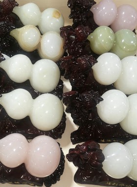 中式复古阿富汗玉石葫芦福禄摆件
