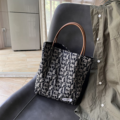 GGSG BAG原创复古手提布包小号棉麻手腕布袋小众便当妈咪包托特包 - 图1