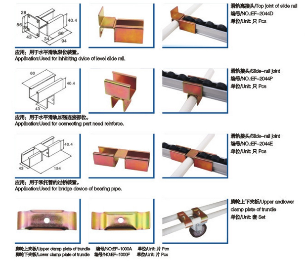 EF-2044D 铝型材流利条滑轨接头‖线棒复合管|镀锌连接件配件 - 图0
