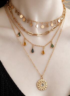 Diamond studded cross necklace镶钻十字架项链女流苏叠戴锁骨链