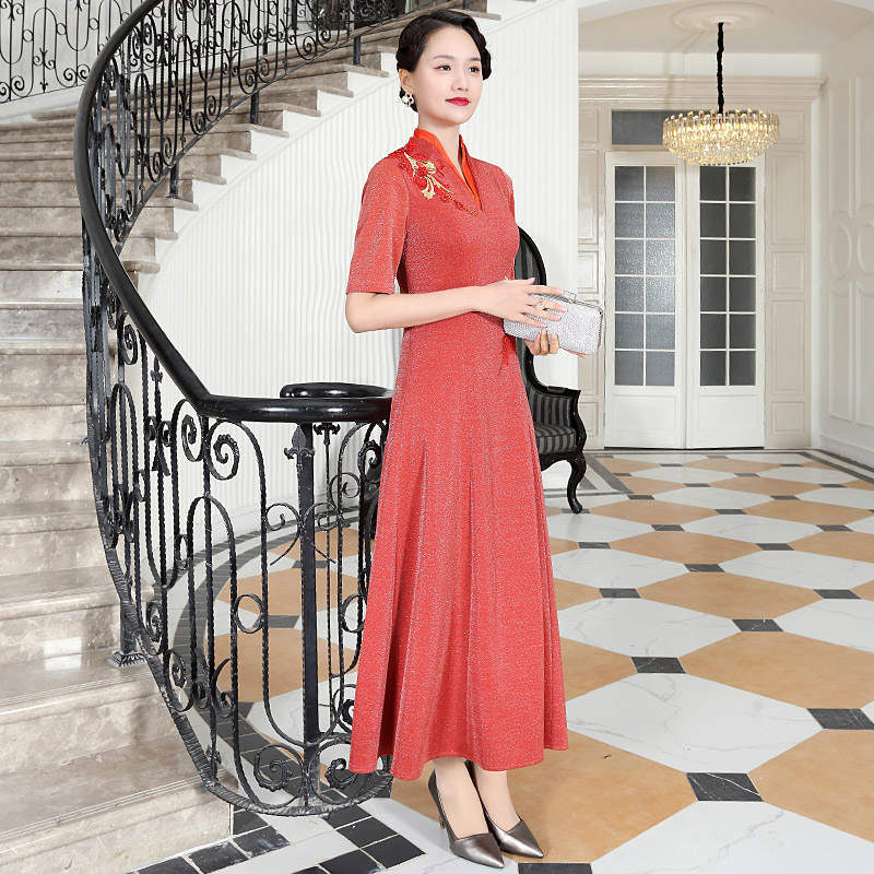 多丽琦2025新款复古改良旗袍新娘敬酒服婚宴喜婆婆中式礼服连衣裙 - 图0