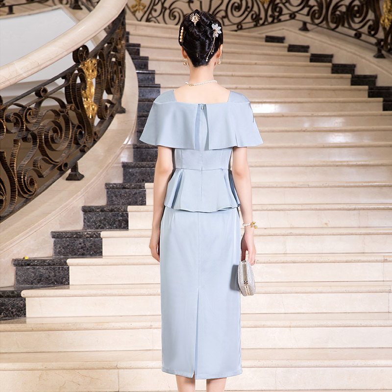 多丽琦中式礼服裙高端轻奢小众宴会女主持人两件套晚装优雅修身裙,淘宝优惠券,粉丝福利购,淘宝优惠卷