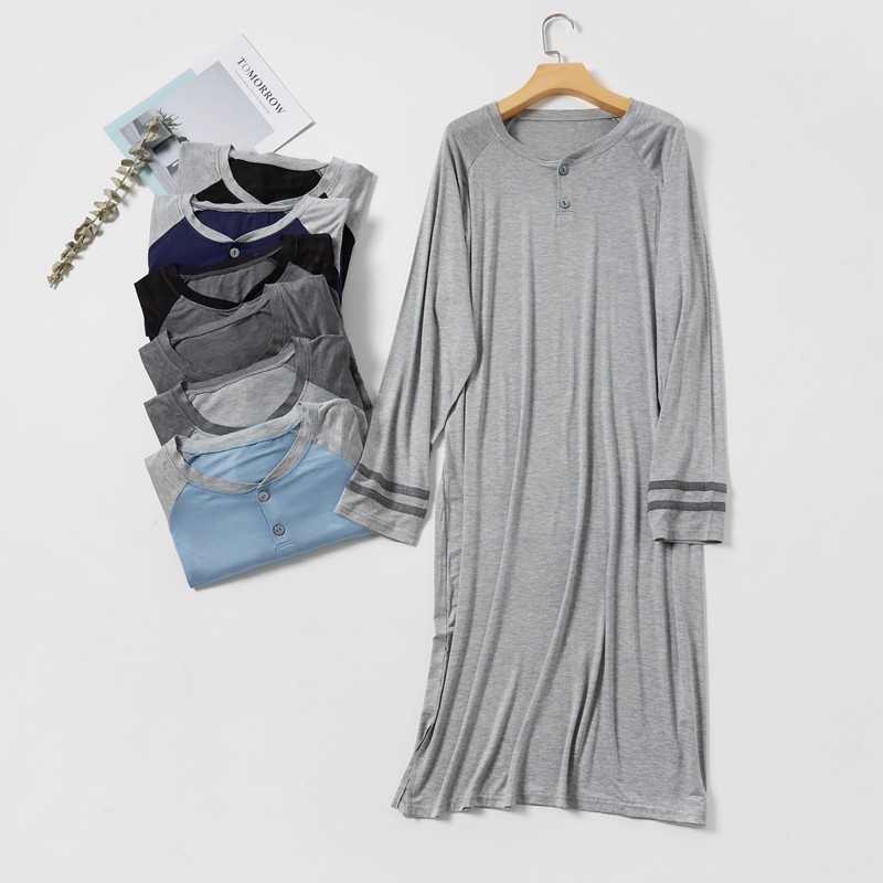 春秋莫代尔男士长款冰丝男款睡袍 丝萝春秋睡袍/浴袍