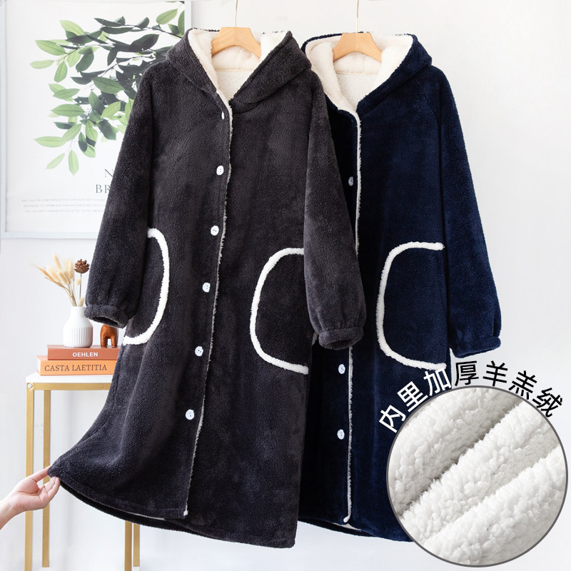 冬季珊瑚绒睡袍男加绒 丝萝春秋睡衣/家居服套装