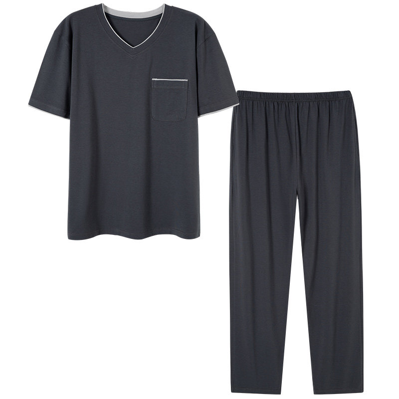 夏季男士莫代尔冰丝短袖套头睡衣 丝萝春秋睡衣/家居服套装