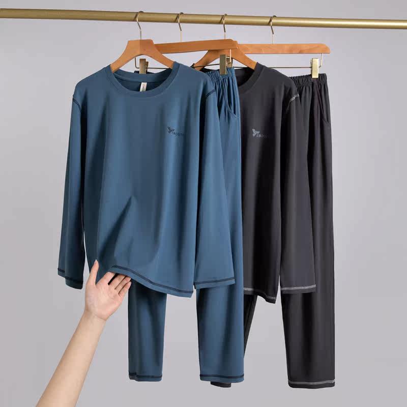 冬季男士莫代尔圆领居家男套装睡衣 丝萝春秋睡衣/家居服套装