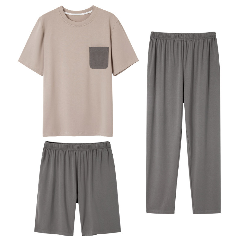 春秋款男士莫代尔冰丝短袖男睡衣 丝萝春秋睡衣/家居服套装