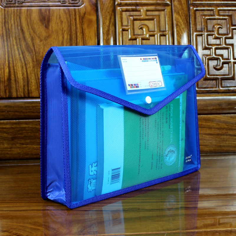 大容量A4文件袋加厚防水资料袋透明纽扣袋档案袋学生书本试卷袋 - 图0