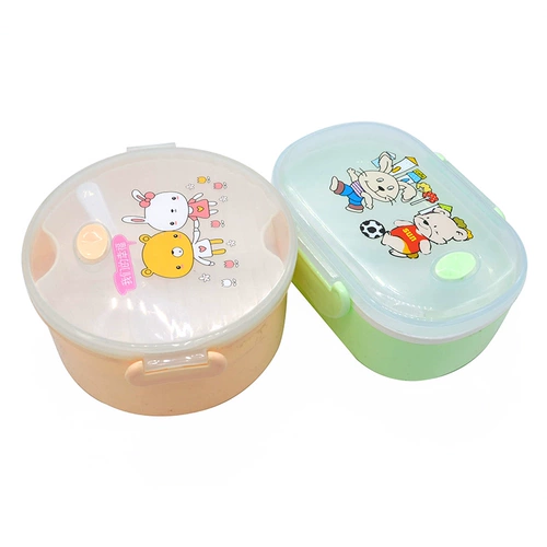 Двухэтажный пластиковый ланч-бокс, ложка с уплотнителем