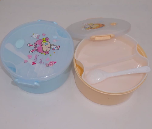 Двухэтажный пластиковый ланч-бокс, ложка с уплотнителем