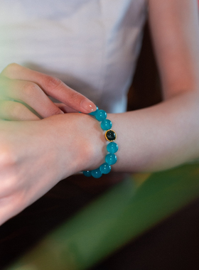 时光邮差原创「墟辉」天然秘鲁原矿天河石蓝水翡翠手链串珠手串女