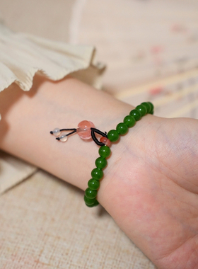 时光邮差「江南梅雨」天然和田玉冰飘南红西瓜晶手串女新中式国风