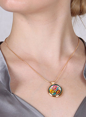 爱的漩涡小圆珐琅项链吊坠