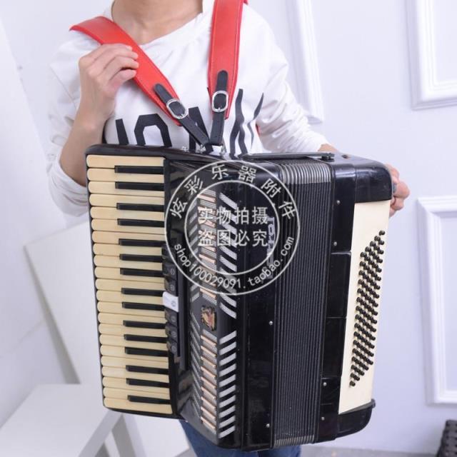 炫彩乐器包袋/带--厂家直销店手风琴48贝斯背带60手风琴背带72/80/96/120贝司纯牛皮红黑双肩带3