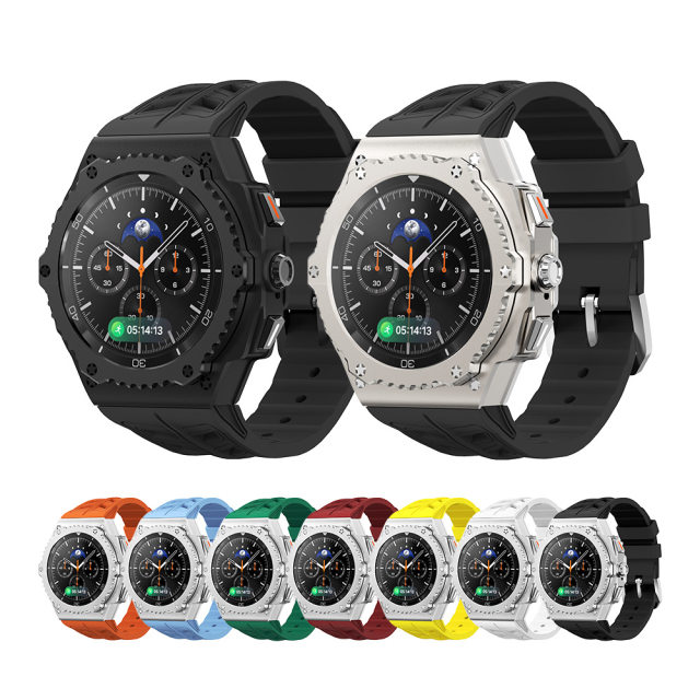 Hualimei metal modified case is suitable for Samsung watch 8 Classic 46mm protective case + watch strap