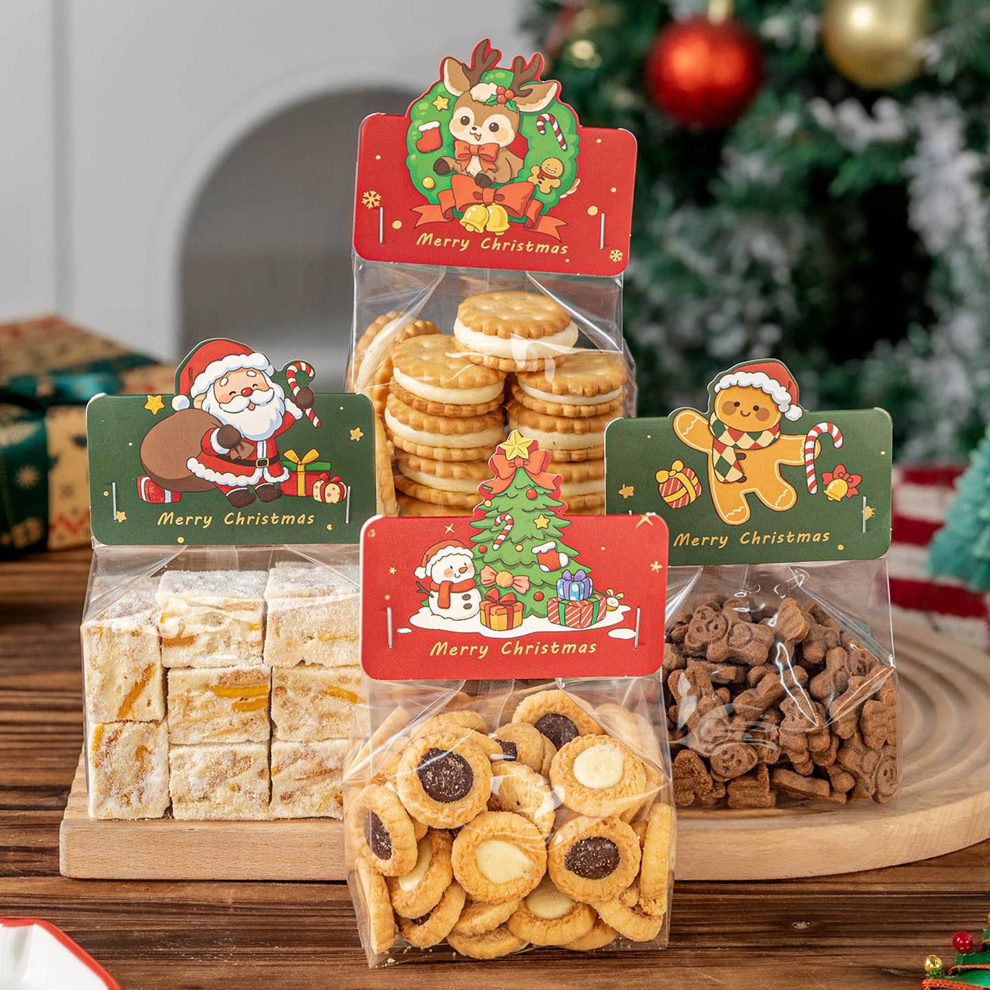 圣诞饼干包装袋卡头糖霜曲奇雪花酥独立透明手工礼品自封打包袋子,淘宝优惠券,粉丝福利购,淘宝优惠卷