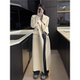Off-white Hepburn style double-sided cashmere coat for big women autumn and winter 2025 new high-end mid-length woolen coat