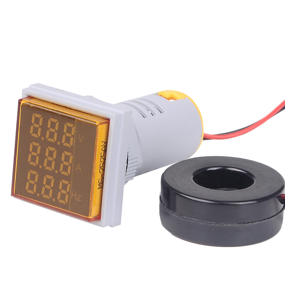 电源LED数显220V 380V电压表22mm交流电流电压频率指示灯方形双显_虎窝淘