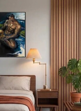 男性审美中古风油画肌理作品肌肉雕刻墙面装饰画挂画复刻喷绘作品