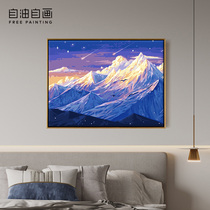 Self-oil self-painting digital oil painting diy hand-painted manual filling of color-filled decompression propylene oil color painting silver sand star Ji