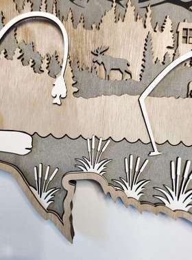 跨境新品鲈鱼鲑鱼木质工