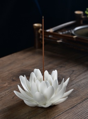 厂家陶瓷香炉莲花香插家