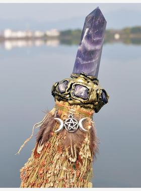 wiccan天然水晶柱子月亮