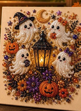 跨境Halloween Pearl Painting DIY万圣节珍珠画钻石画材料包套装