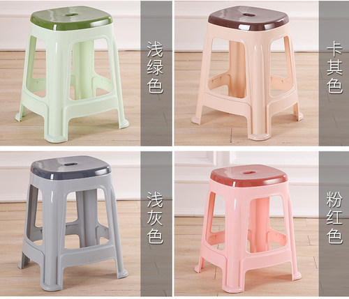 塑料凳子加厚熟胶家用轻奢高级方凳高凳成人客厅餐桌凳塑胶椅胶凳 - 图2