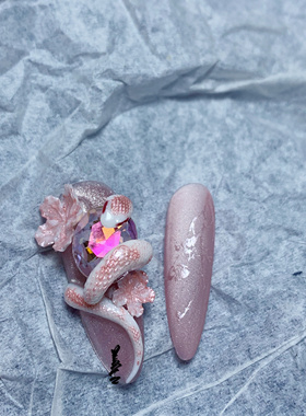 TanghesNail『桃夭』蛇年主题美甲蛇元素穿戴甲新年美甲国风