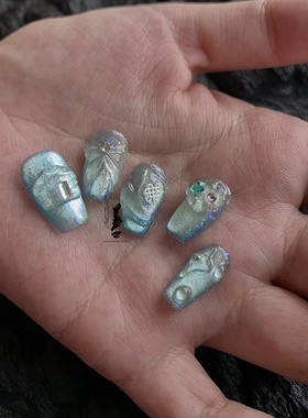 TanghesNail『软糖』可爱风蒙古包猫眼美甲穿戴甲手工定制甲
