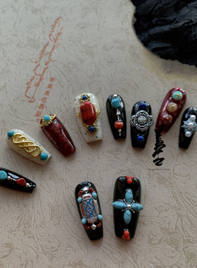 TanghesNail『戈壁•源流』民族风蒙古元素穿戴甲手工定制美甲