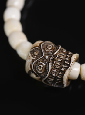 藏传回流驼骨手串藏式文玩佛珠料器玛瑙天珠配饰