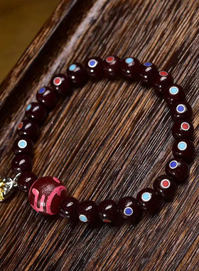 天然朱砂供多宝星月菩提子文玩佛珠手串单圈玛瑙松石天珠配珠手链