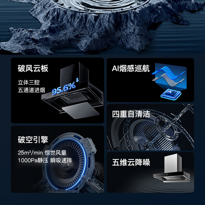 华帝油烟机家用三腔S11吸油烟机抽油烟机抽烟机厨房电器变频顶吸